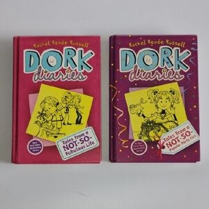 Dork Diaries book 1 and 2 set -- Pink and Purple